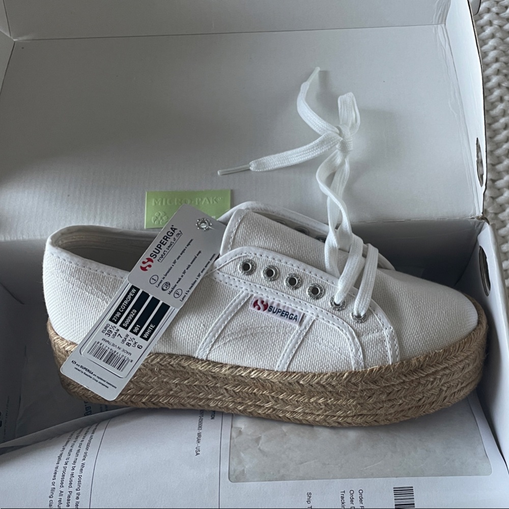 Superga Women's White Espadrille Platform Sneakers